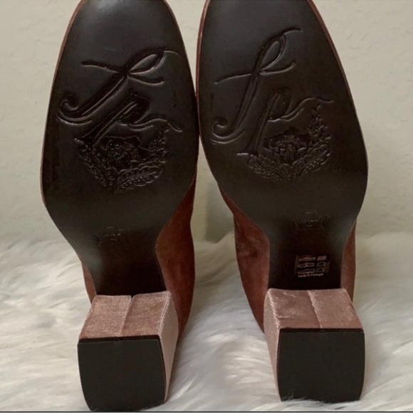 Free People Velvet Cecile Bootie Size 39 Rose Boots Pink Block Heel Velour New - Picture 5 of 10